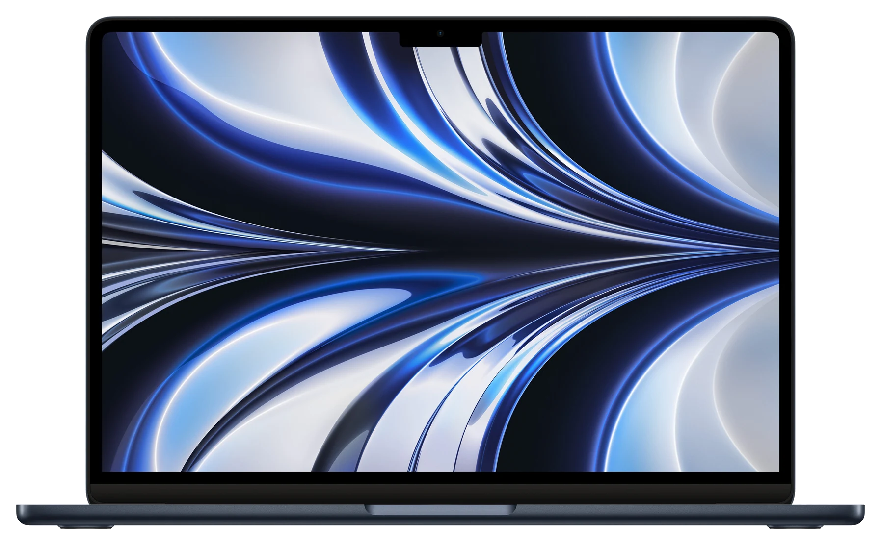 Тёмный MacBook Air с чипом M2 и дисплеем Liquid Retina, вид спереди